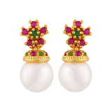Gems Embellished Brass Earrings