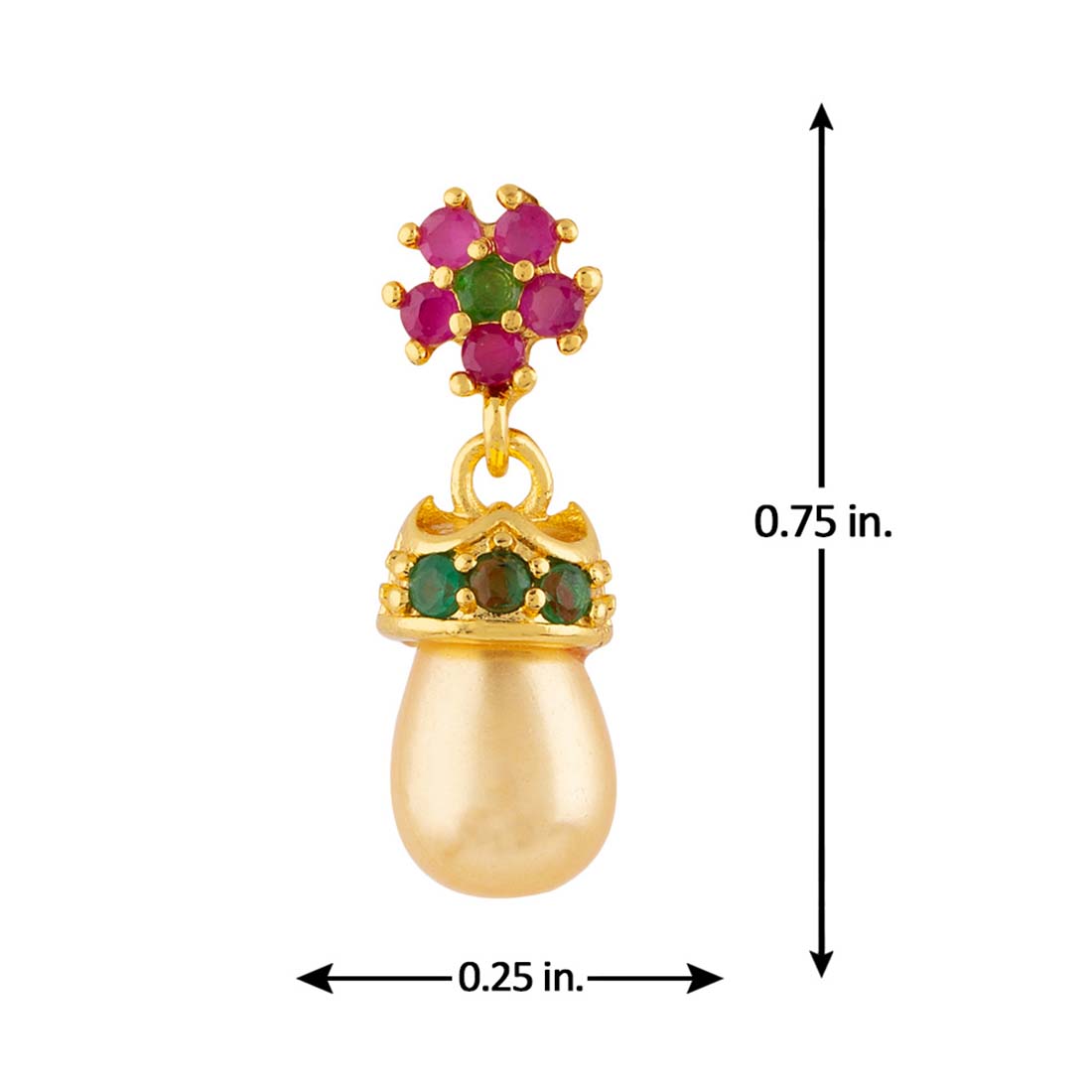 Floral Motif Tiny Brass Earrings