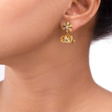 Swarnam Floral Motif Jhumka Earrings