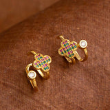 Gems Embellished Brass Earrings