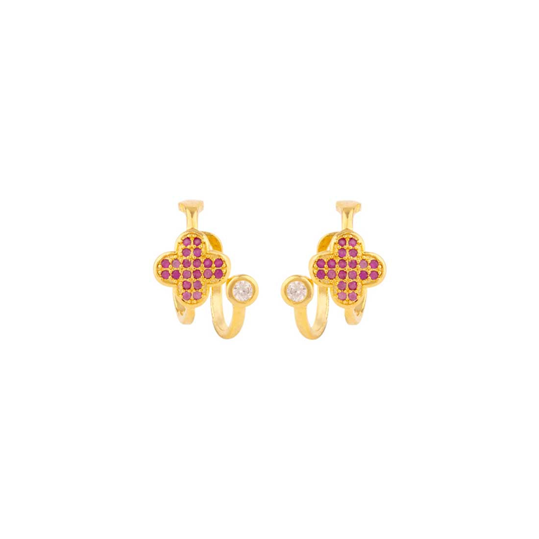 Gemstones Adorned Brass Earrings