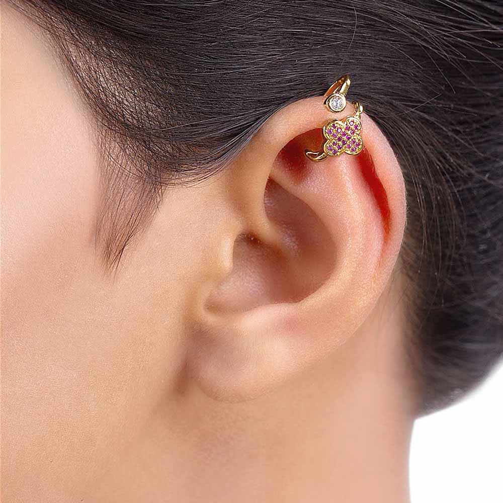 Gemstones Adorned Brass Earrings