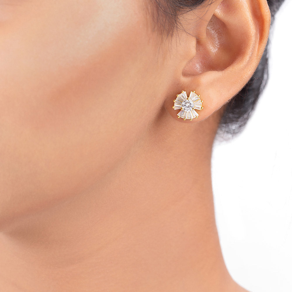 Gold Plated Gems Adorned Earrings