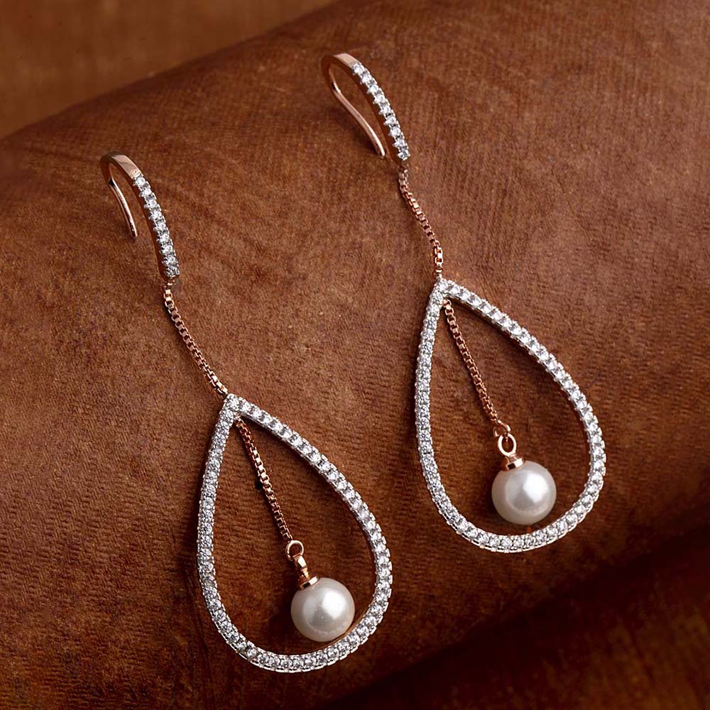Rose Gold Plated Drop Earrings VOYLLA Rose Gold Plated Drop Earrings VOYLLA