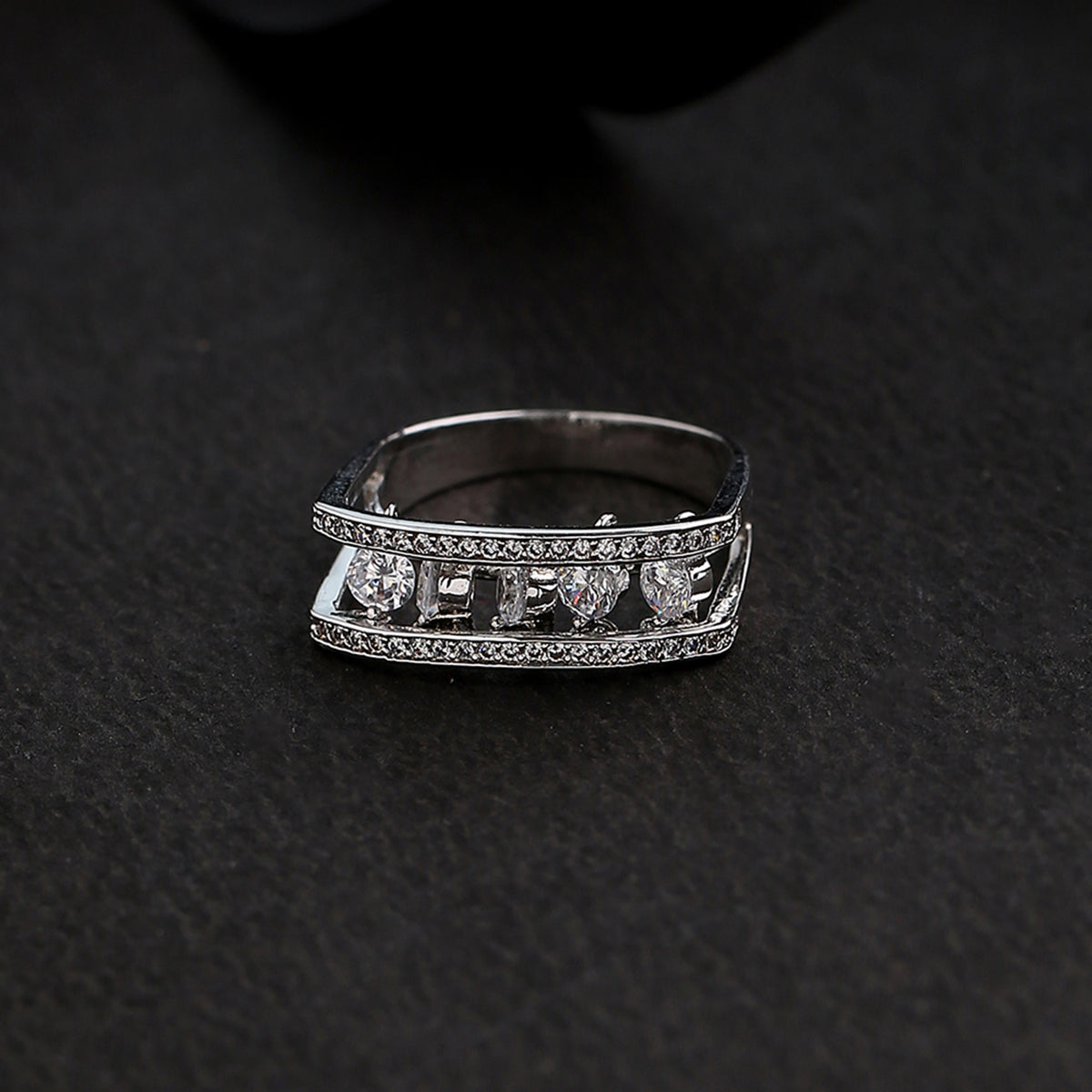 American Diamond Gems Embellished Geometric Ring
