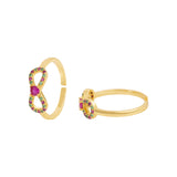 American Diamond Coloured Gems Bows Toe Rings