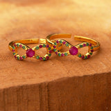 American Diamond Coloured Gems Bows Toe Rings