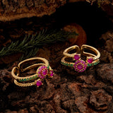 American Diamond Gemstones Adorned Brass Toe Rings