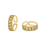 American Diamond Coloured Gems Embellished Toe Rings