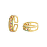 American Diamond Coloured Gems Embellished Toe Rings