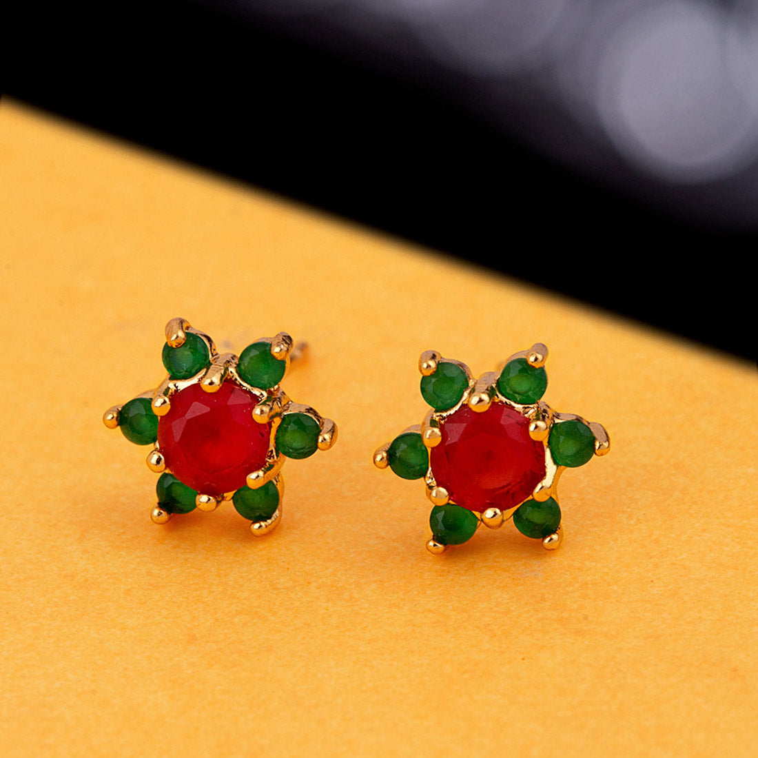 CZ Coloured Gemstones Stud Earrings