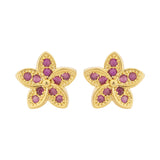 CZ Floral Motif Stud Style Earrings