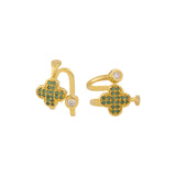 Floral Motif Brass Earrings