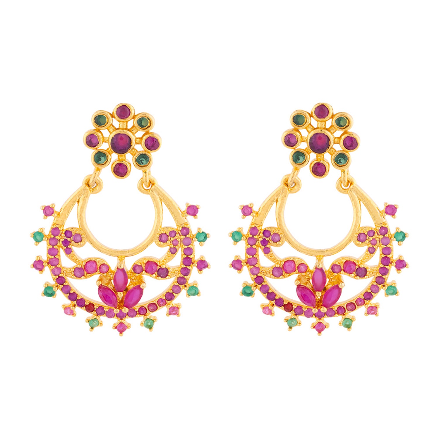 Chandbali CZ Gems Adorned Earrings
