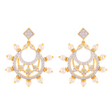 Faux Pearls and American Diamond Gems Adorned Earrings
