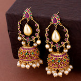 Faux Pearls and CZ Gems Drop Earrings