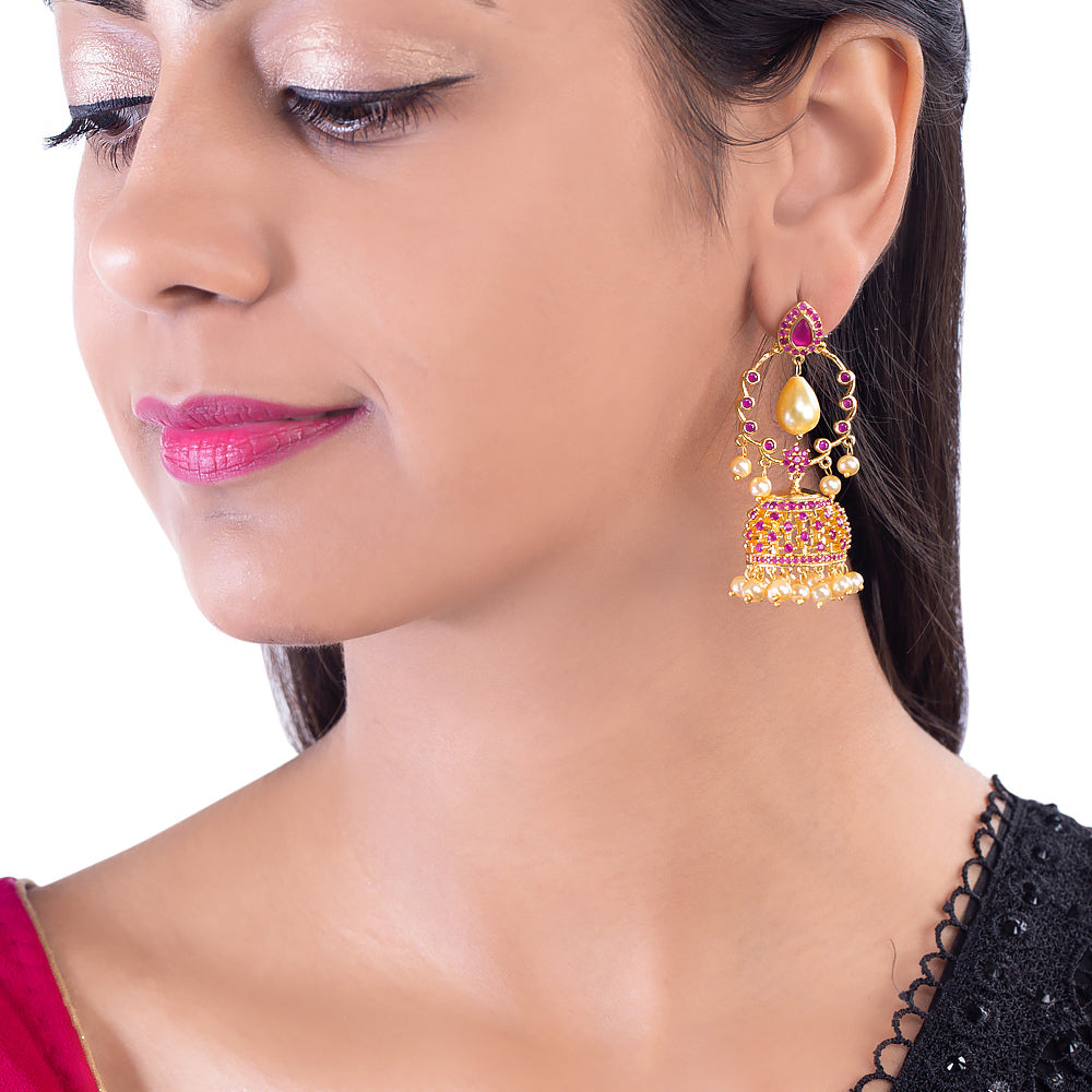 Heavily Embellished Jhumka Drop Earrings