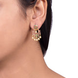 Faux Pearls and American Diamond Gems Tassels Earrings