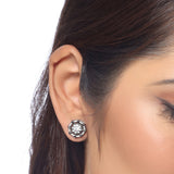 Round Cut CZ Gems Adorned Stud Earrings
