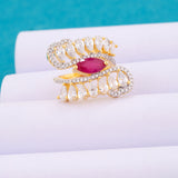 Red and White American Diamond Gems Ring