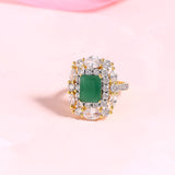 Green and White American Diamond Gems Ring