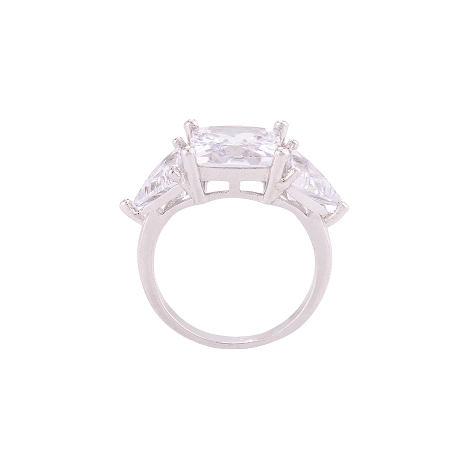 Square Cut Zircon Gemstones Adorned Ring