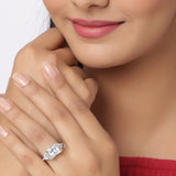Square Cut Zircon Gemstones Adorned Ring
