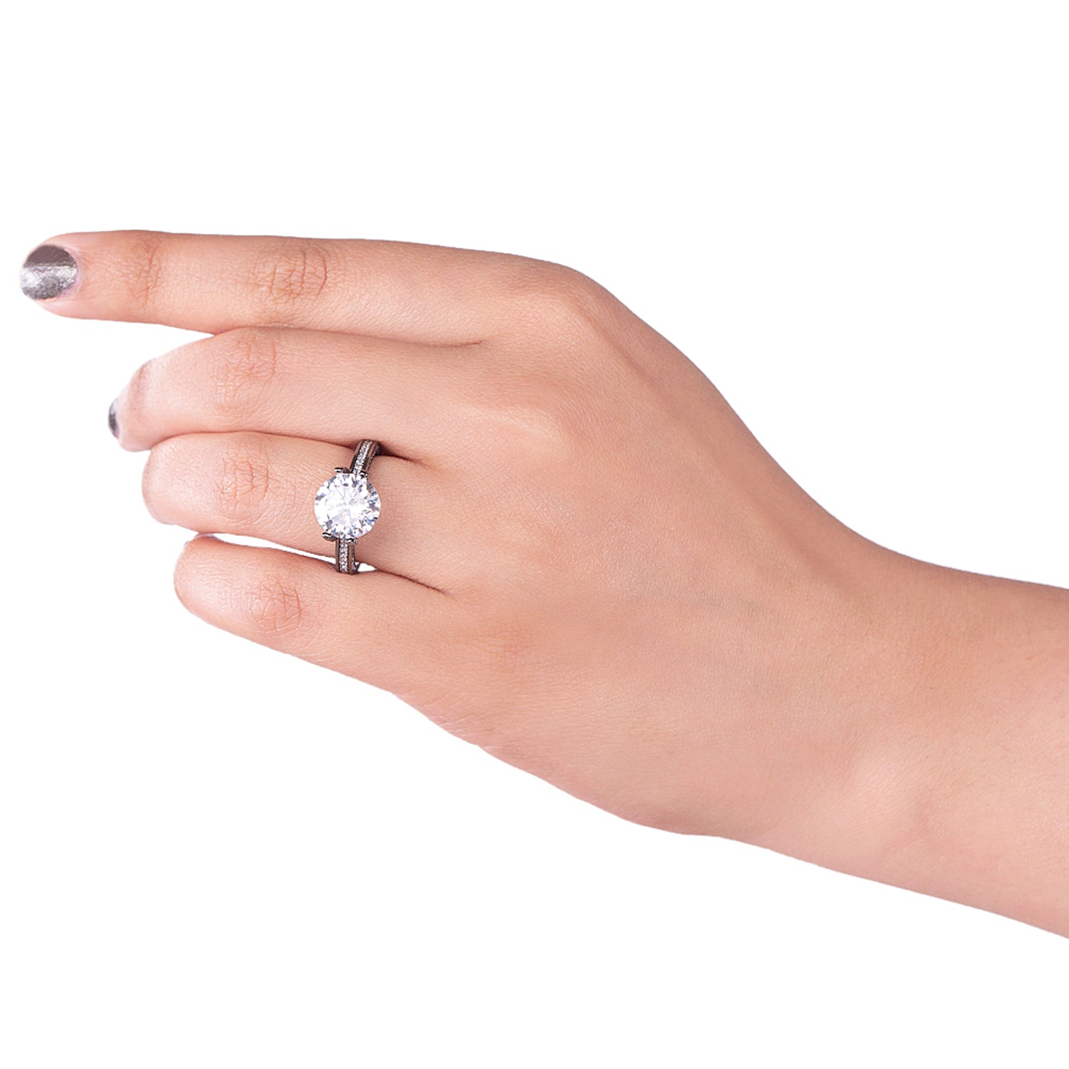 Round Cut American Diamond Gemstone Adorned Ring