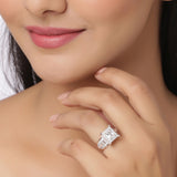 Emerald Cut American Diamond Gem Adorned Ring