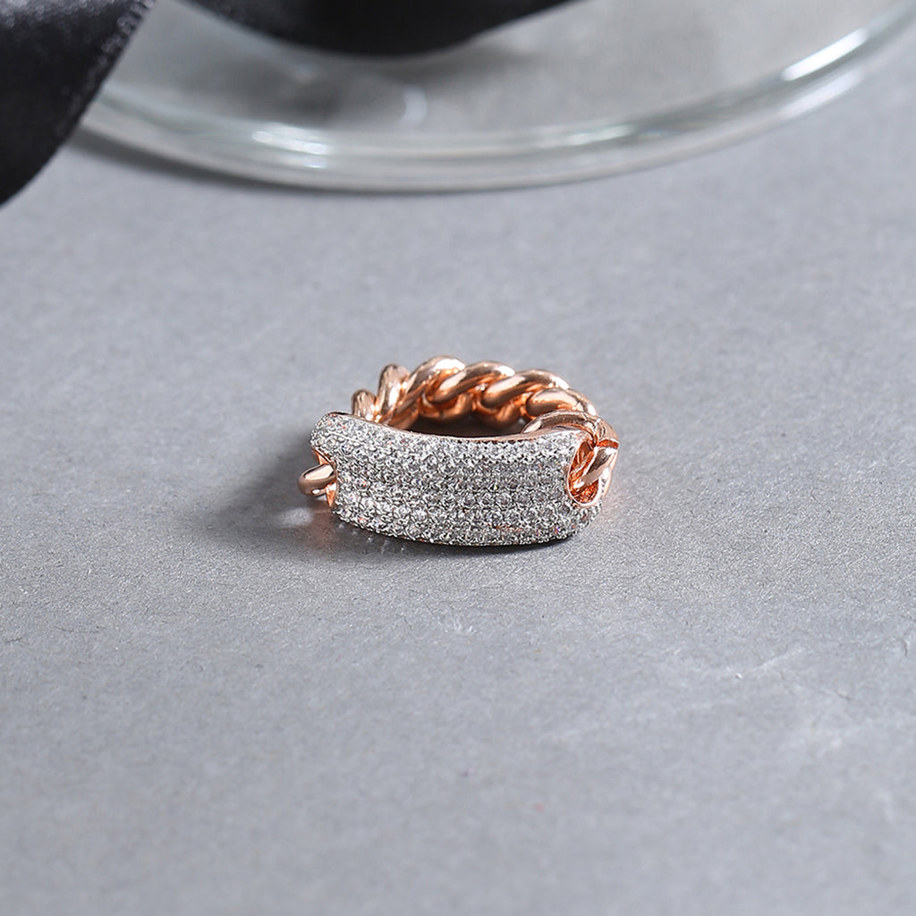 American Diamond Gems Embellished Chain Ring – VOYLLA