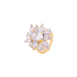 Cluster Setting American Diamond Gems Floral Motif Ring