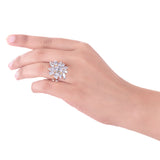 Cluster Setting American Diamond Gems Floral Motif Ring