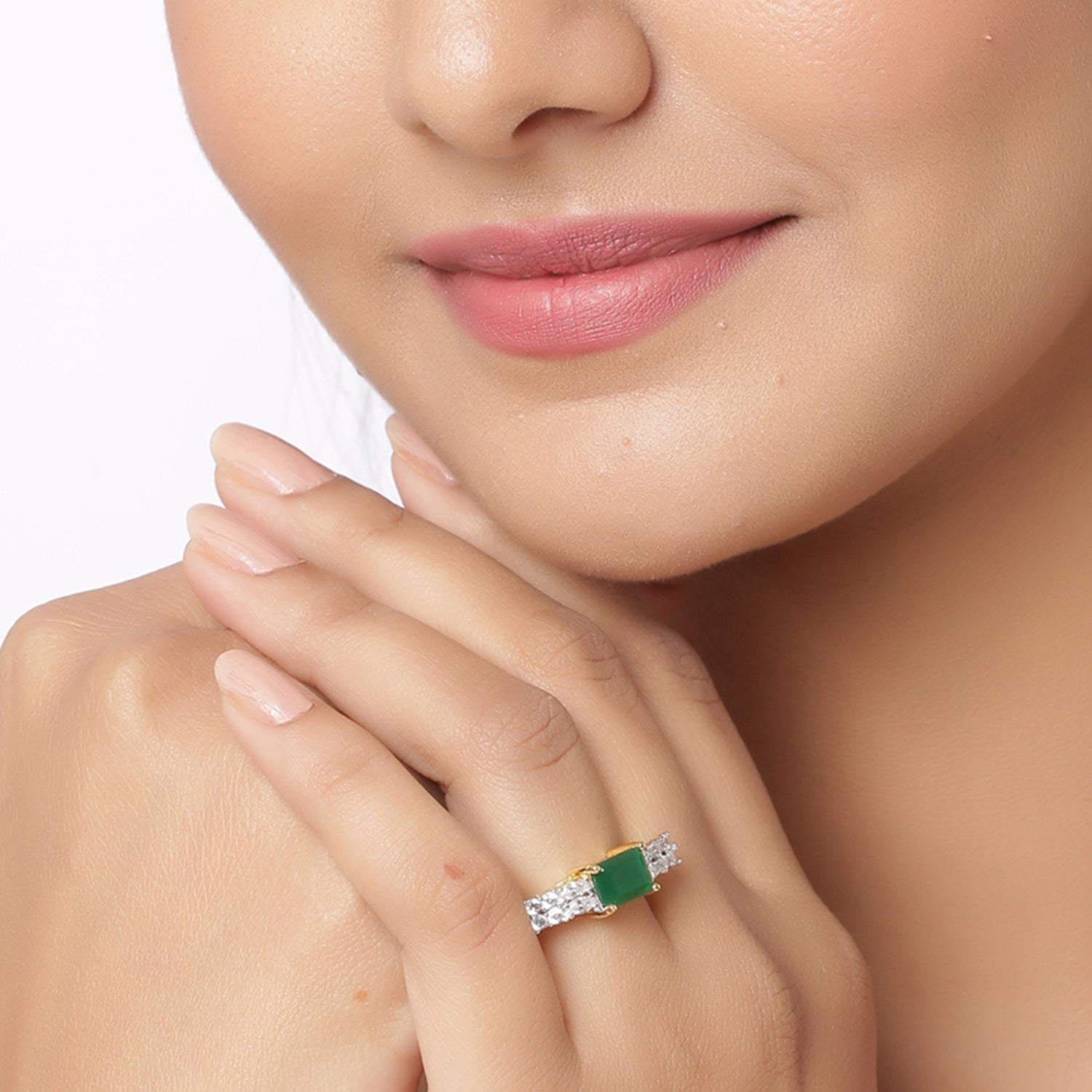 Emerald Cut Zircon Embellished Ring