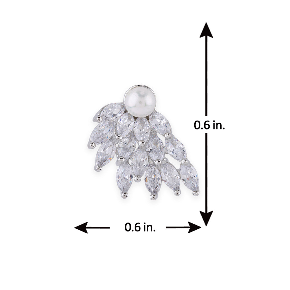 White Rhodium CZ Pearl Stud Earrings