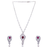 CZ Pearl Silver Plated Pendant Set