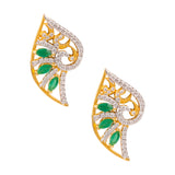 Stylish CZ Studded Pendant Set- Green