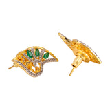 Stylish CZ Studded Pendant Set- Green