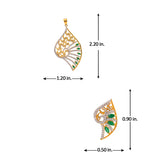 Stylish CZ Studded Pendant Set- Green