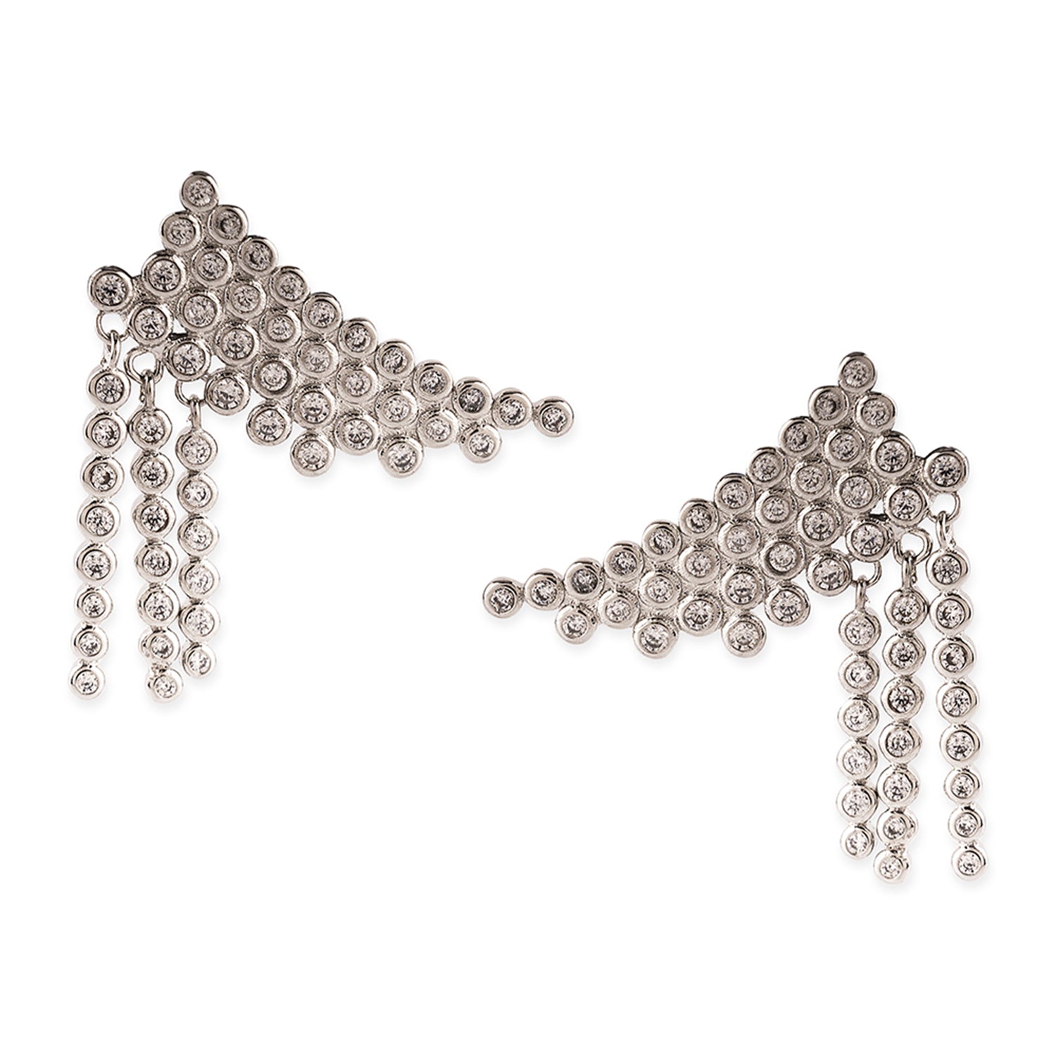 Silver Plated CZ Line Earrings