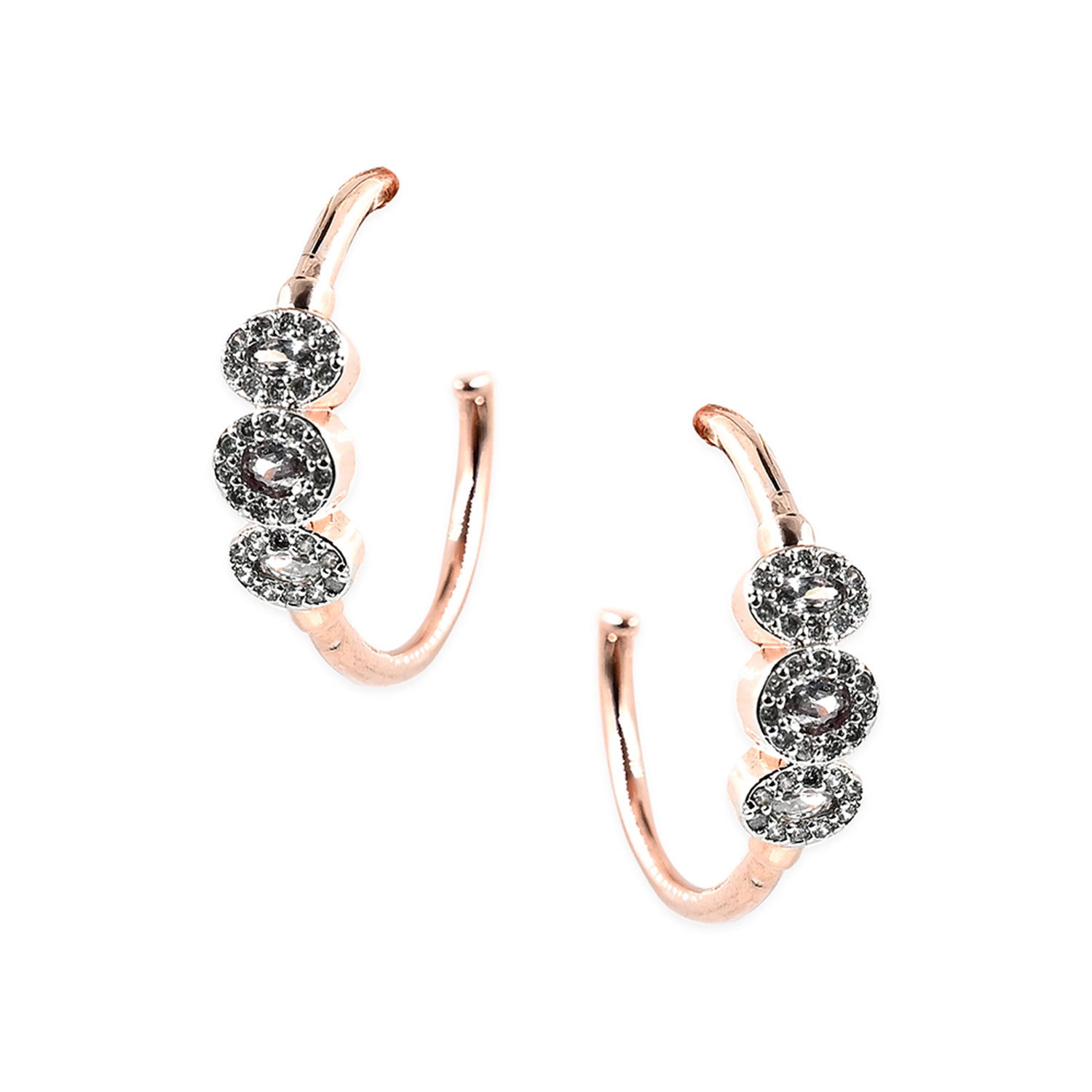 Rose Gold CZ Loop Earrings