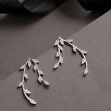 Leafy Motif Silver Plated Earrings