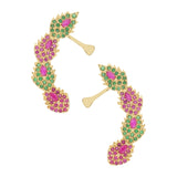 Classy Pink And Green CZ Earrings