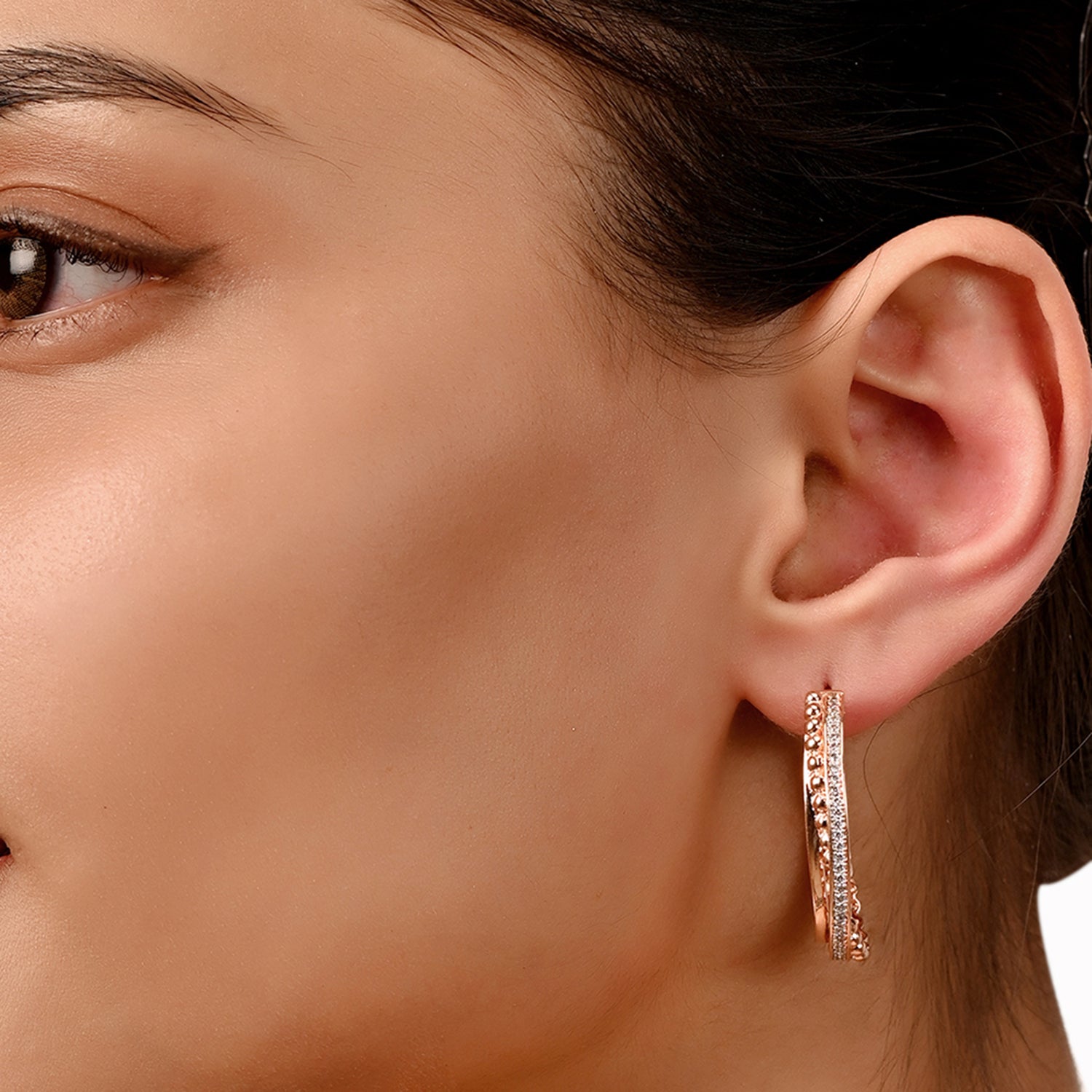 Buy Minimalist Rose Hoops Baby Pink Earring Set Online in India -  Mypoojabox.in