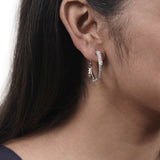 Silver Plated CZ Hoop Earrings