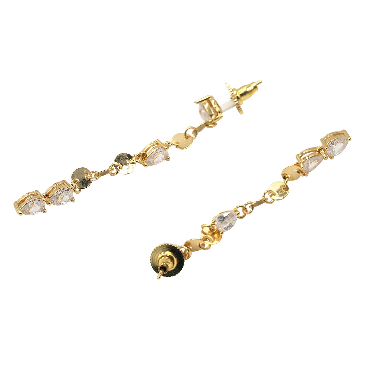 Gold Plated CZ Long Earrings