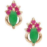 Gold Plated Pink And Green CZ Earrings
