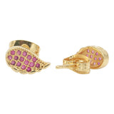 Leaf Motif Pink CZ Stud Earrings
