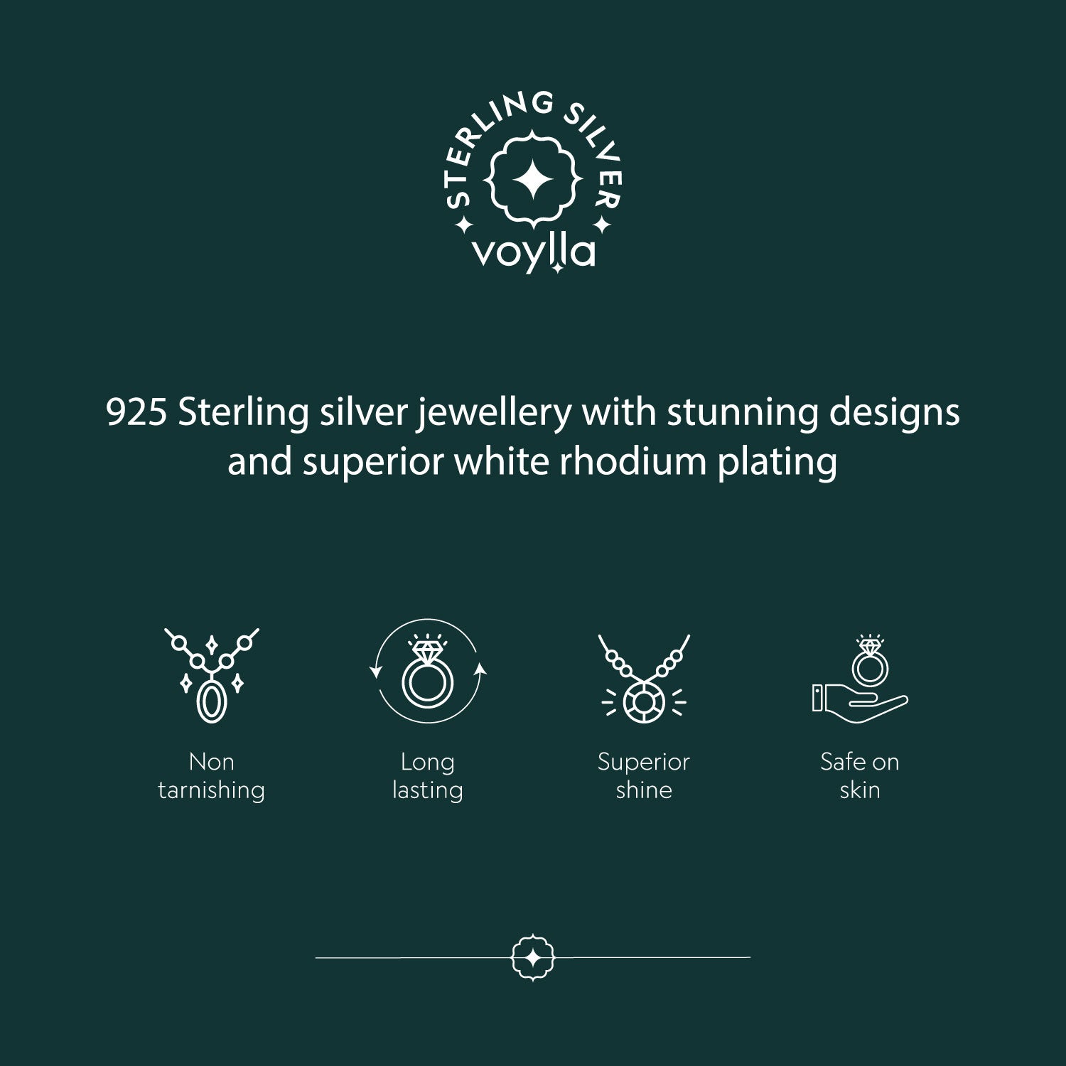 3 Petal Silver Coloured CZ 925 Sterling Silver Pendant Set