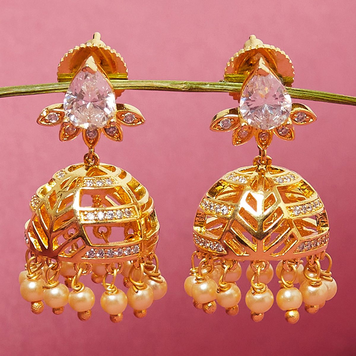Buy Voylla Gold Toned Circular Jhumkas - Earrings for Women 6593475 | Myntra