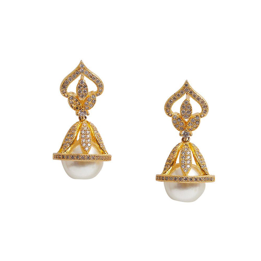 Beautiful Jhumka Earrings With Pearl Drops